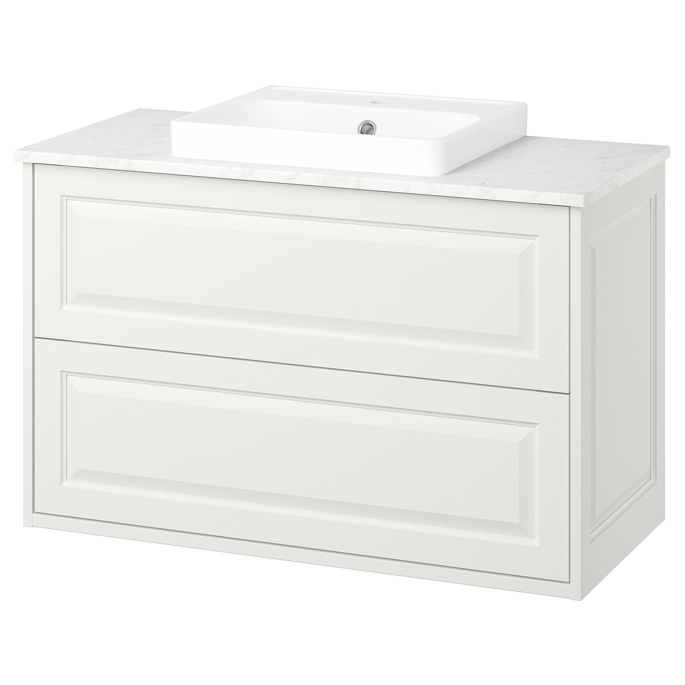TÄNNFORSEN / ORRSJÖN wash-stnd w drawers/wash-basin, white/white marble effect, 102x49x71 cm