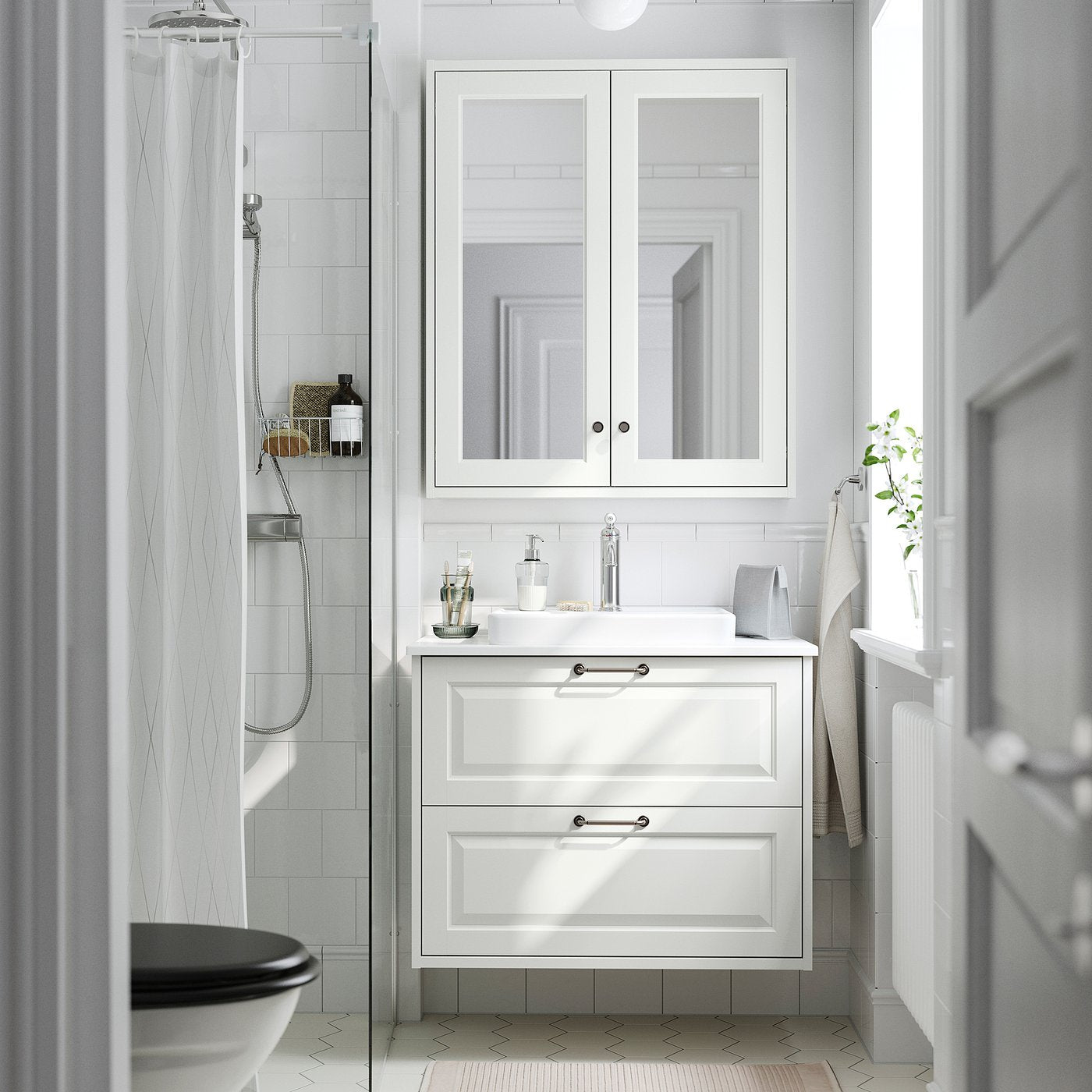 TÄNNFORSEN / ORRSJÖN wash-stnd w drawers/wash-basin, white/white marble effect, 82x49x71 cm