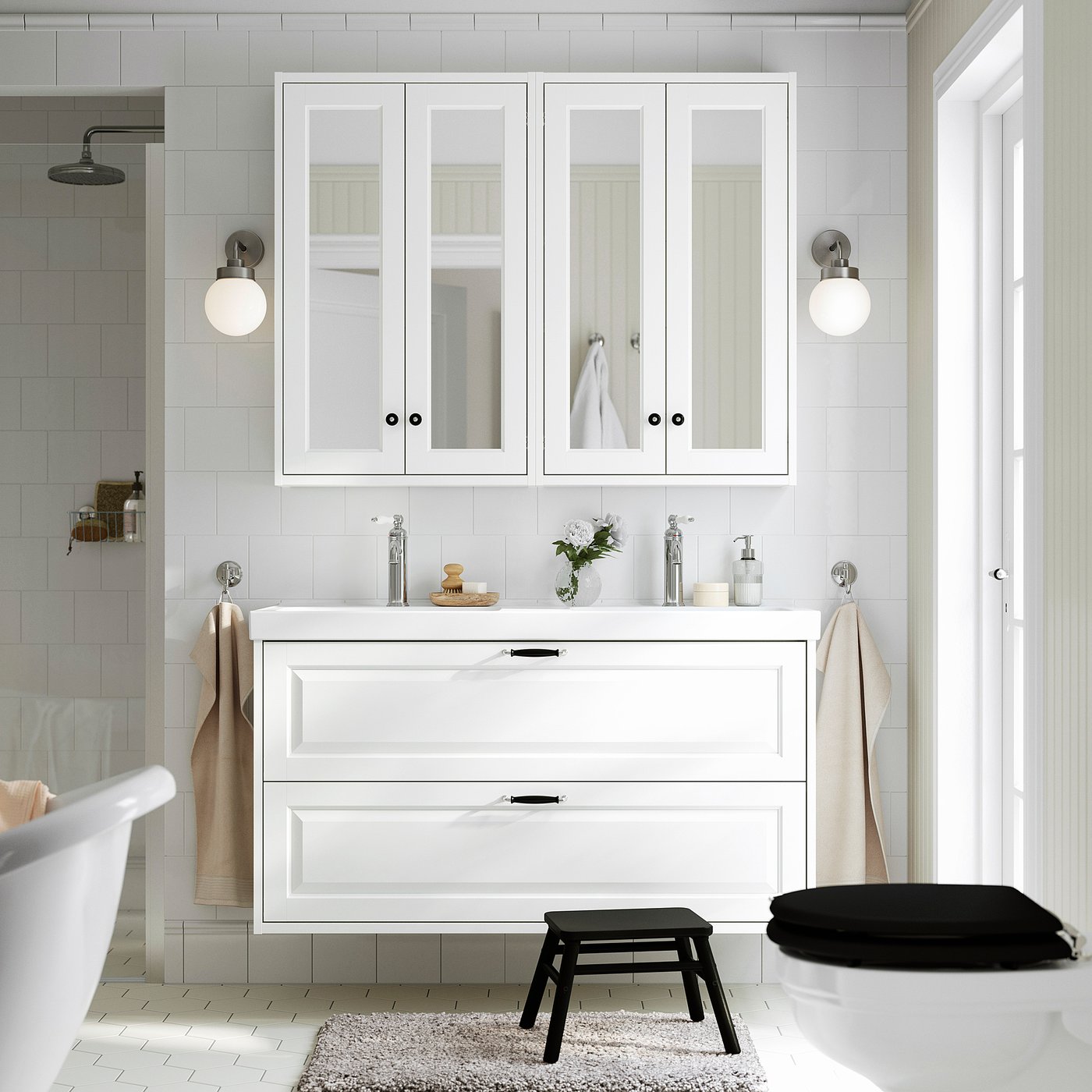 TÄNNFORSEN / ORRSJÖN wash-stnd w drawers/wash-basin, white, 122x49x69 cm