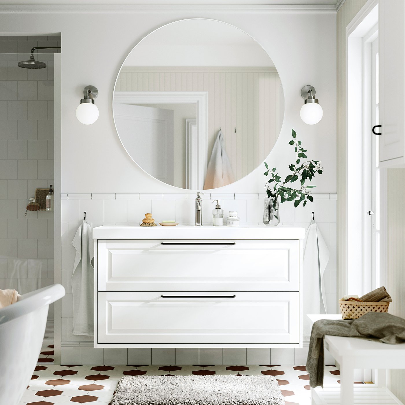TÄNNFORSEN / ORRSJÖN wash-stnd w drawers/wash-basin, white, 122x49x69 cm