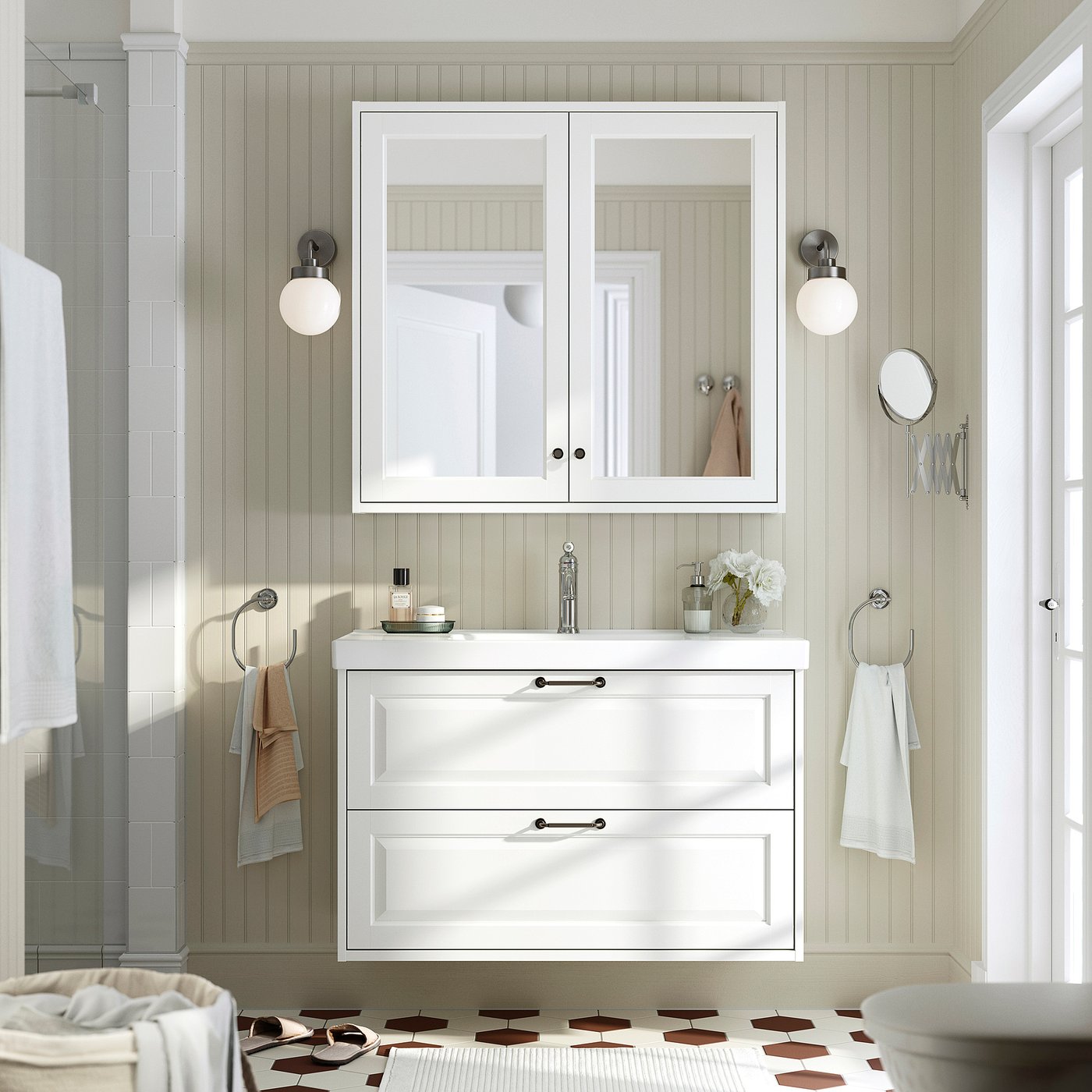 TÄNNFORSEN / ORRSJÖN wash-stnd w drawers/wash-basin, white, 102x49x69 cm