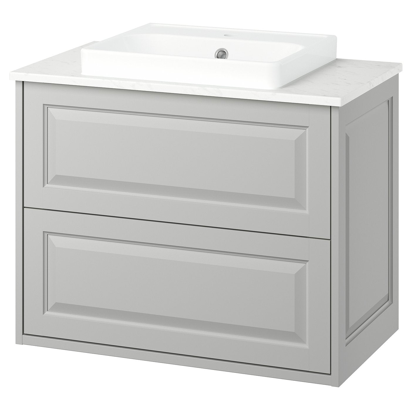 TÄNNFORSEN / ORRSJÖN wash-stnd w drawers/wash-basin, light grey/white marble effect, 82x49x71 cm