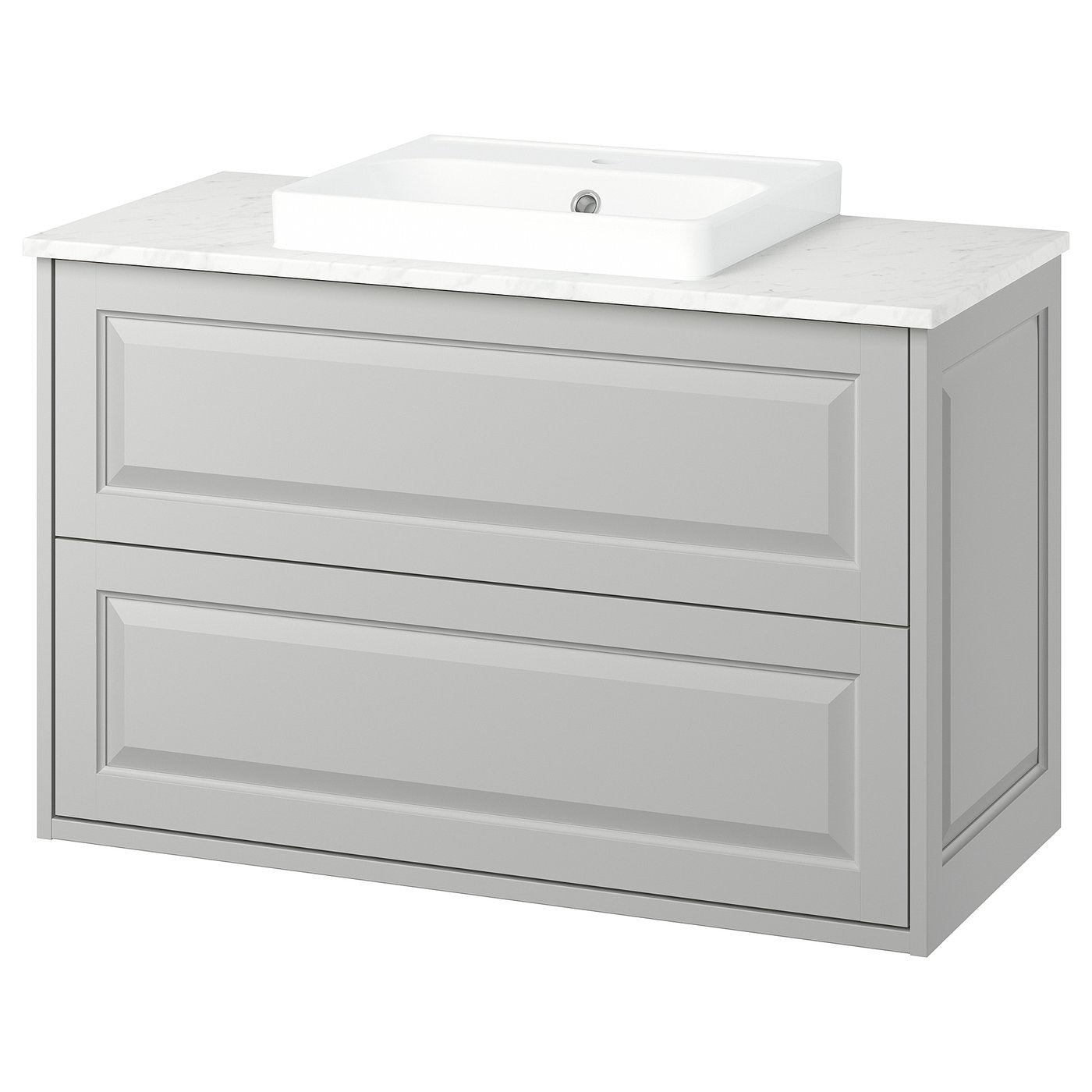 TÄNNFORSEN / ORRSJÖN wash-stnd w drawers/wash-basin, light grey/white marble effect, 102x49x71 cm