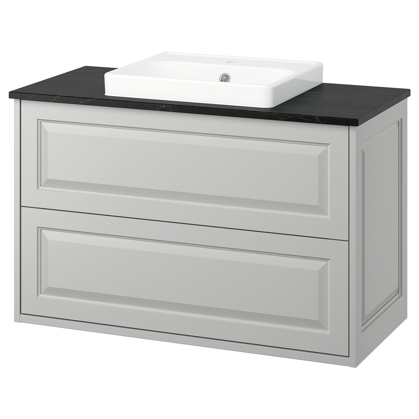 TÄNNFORSEN / ORRSJÖN wash-stnd w drawers/wash-basin, light grey/black marble effect, 102x49x71 cm