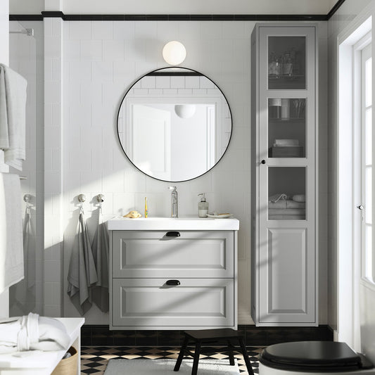 TÄNNFORSEN / ORRSJÖN wash-stnd w drawers/wash-basin, light grey, 82x49x69 cm