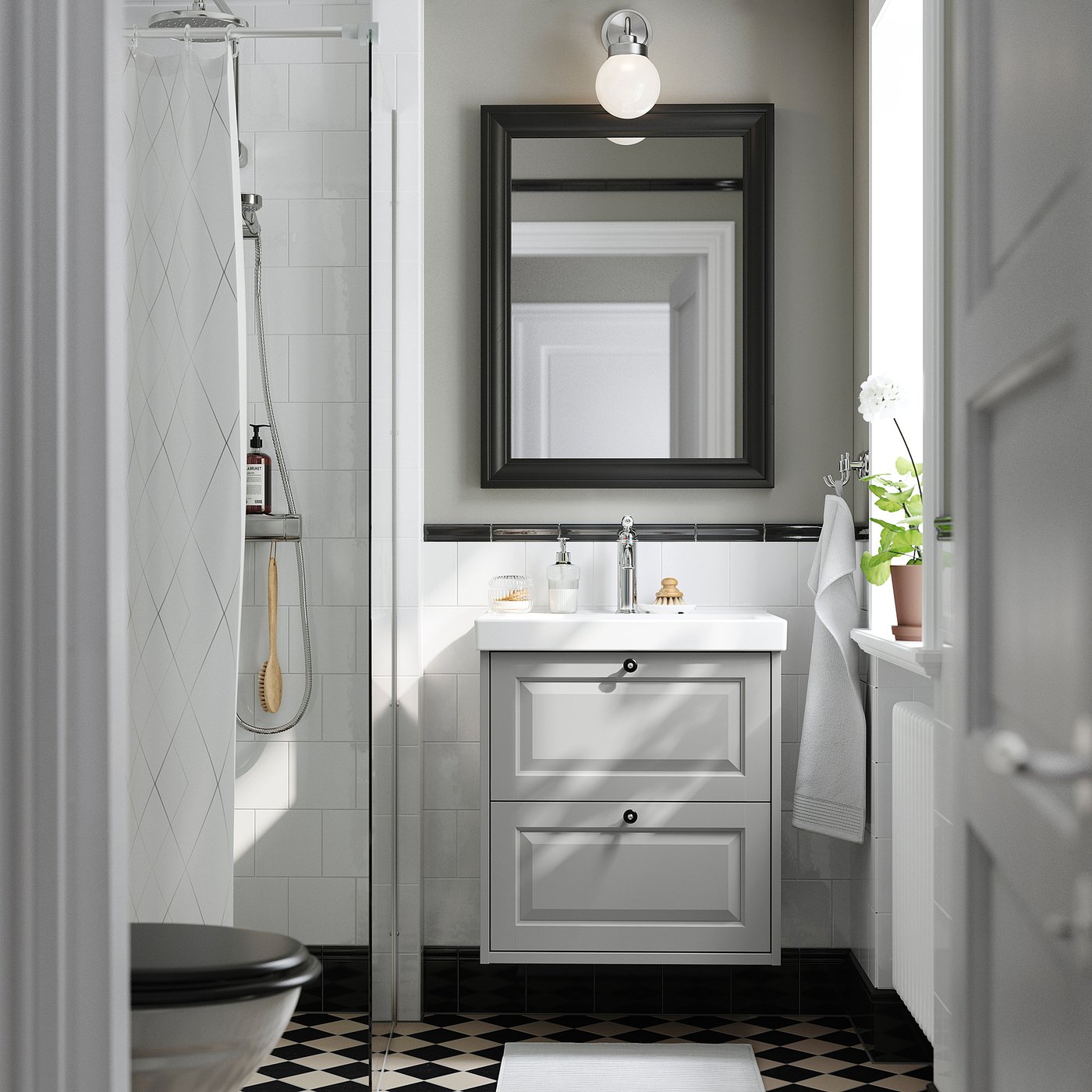 TÄNNFORSEN / ORRSJÖN wash-stnd w drawers/wash-basin, light grey, 62x49x69 cm