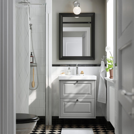 TÄNNFORSEN / ORRSJÖN wash-stnd w drawers/wash-basin, light grey, 62x49x69 cm