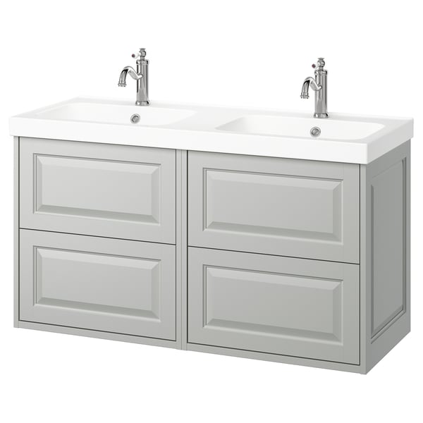 TÄNNFORSEN / ORRSJÖN wash-stand/wash-basin/taps, light grey, 122x49x74 cm