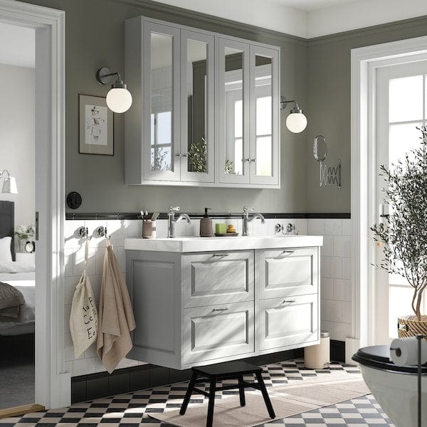 Ikea TÄNNFORSEN / ORRSJÖN - Mobile lavabo/lavabo/miscelatori, grigio chiaro,122x49x74 cm