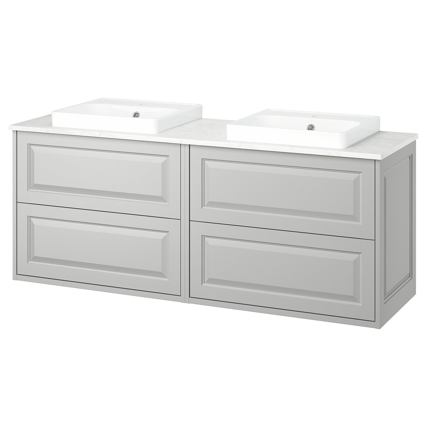 TÄNNFORSEN / ORRSJÖN wash-stand/wash-basins, light grey/white marble effect, 162x49x71 cm