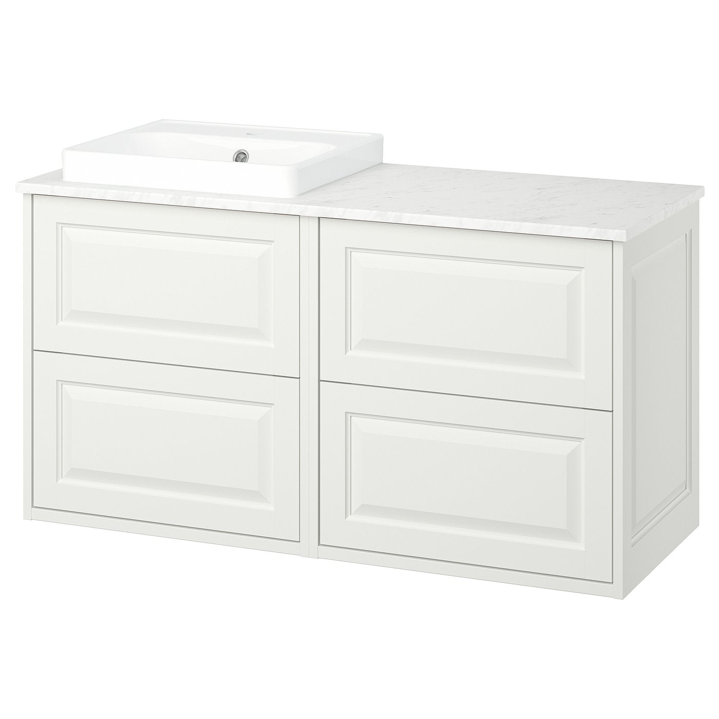 TÄNNFORSEN / ORRSJÖN wash-stand/wash-basin, white/white marble effect, 122x49x71 cm