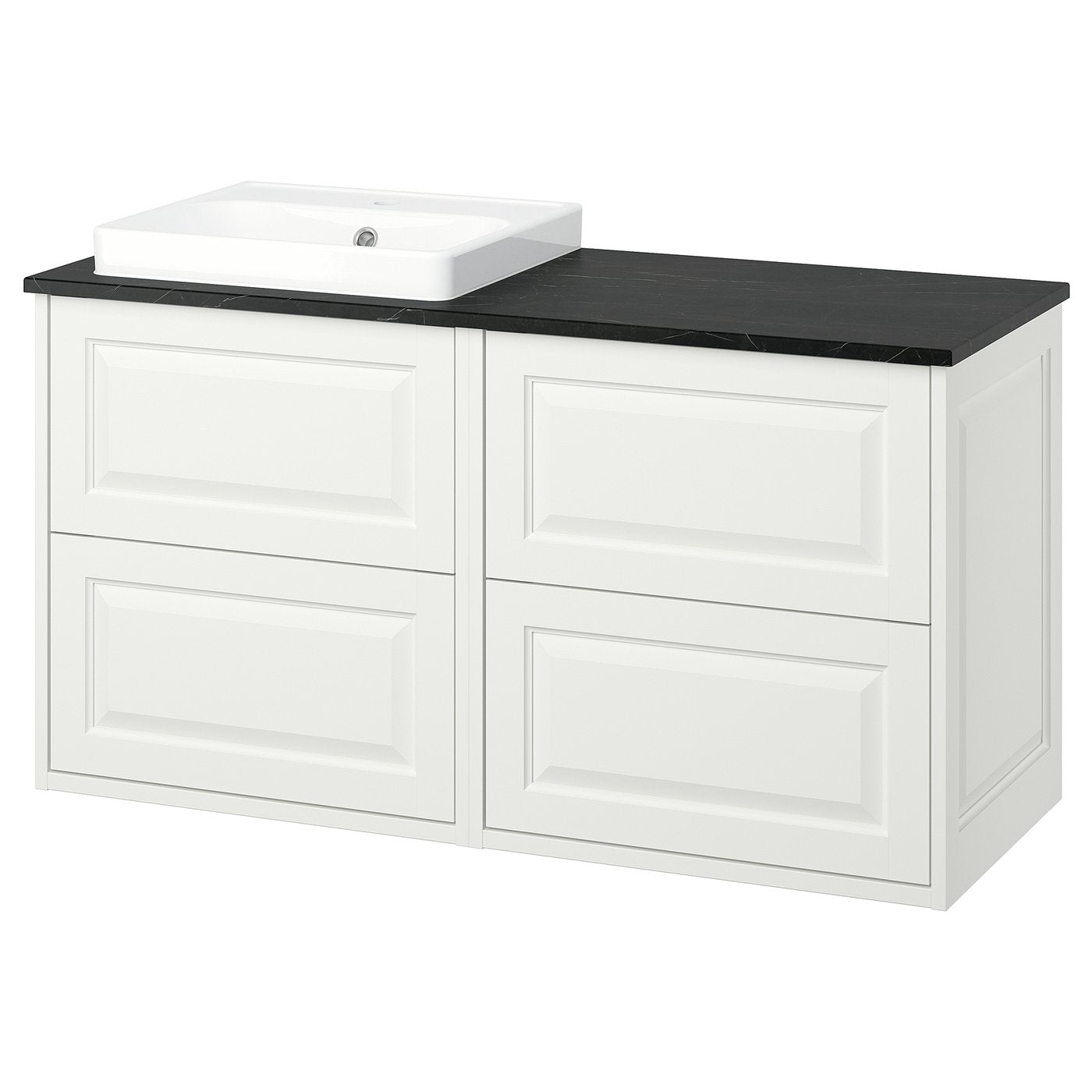 TÄNNFORSEN / ORRSJÖN wash-stand/wash-basin, white/black marble effect, 122x49x71 cm