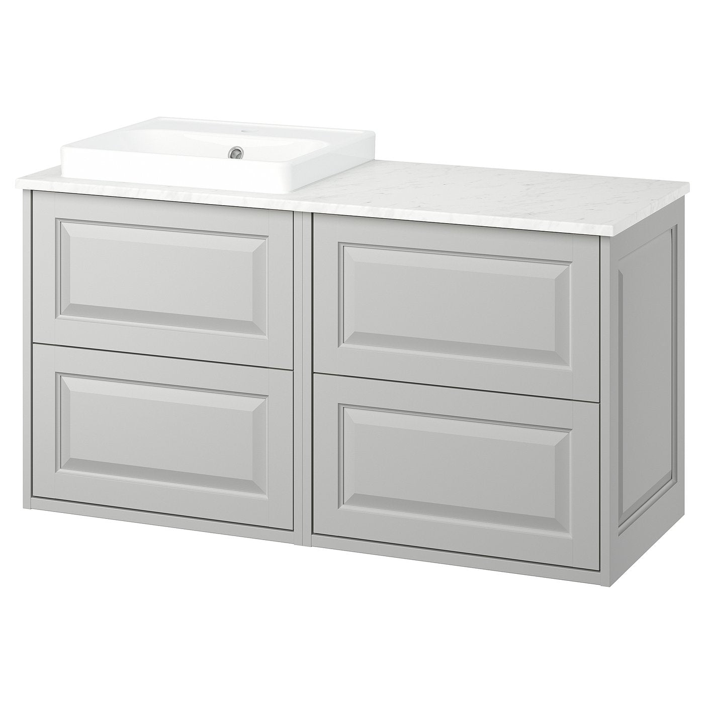 TÄNNFORSEN / ORRSJÖN wash-stand/wash-basin, light grey/white marble effect, 122x49x71 cm