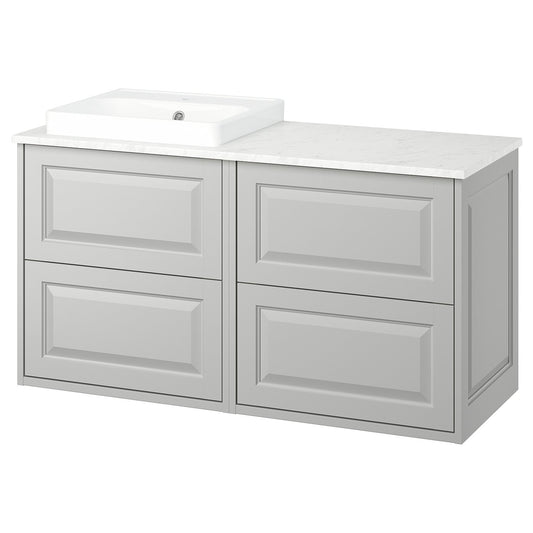 TÄNNFORSEN / ORRSJÖN wash-stand/wash-basin, light grey/white marble effect, 122x49x71 cm