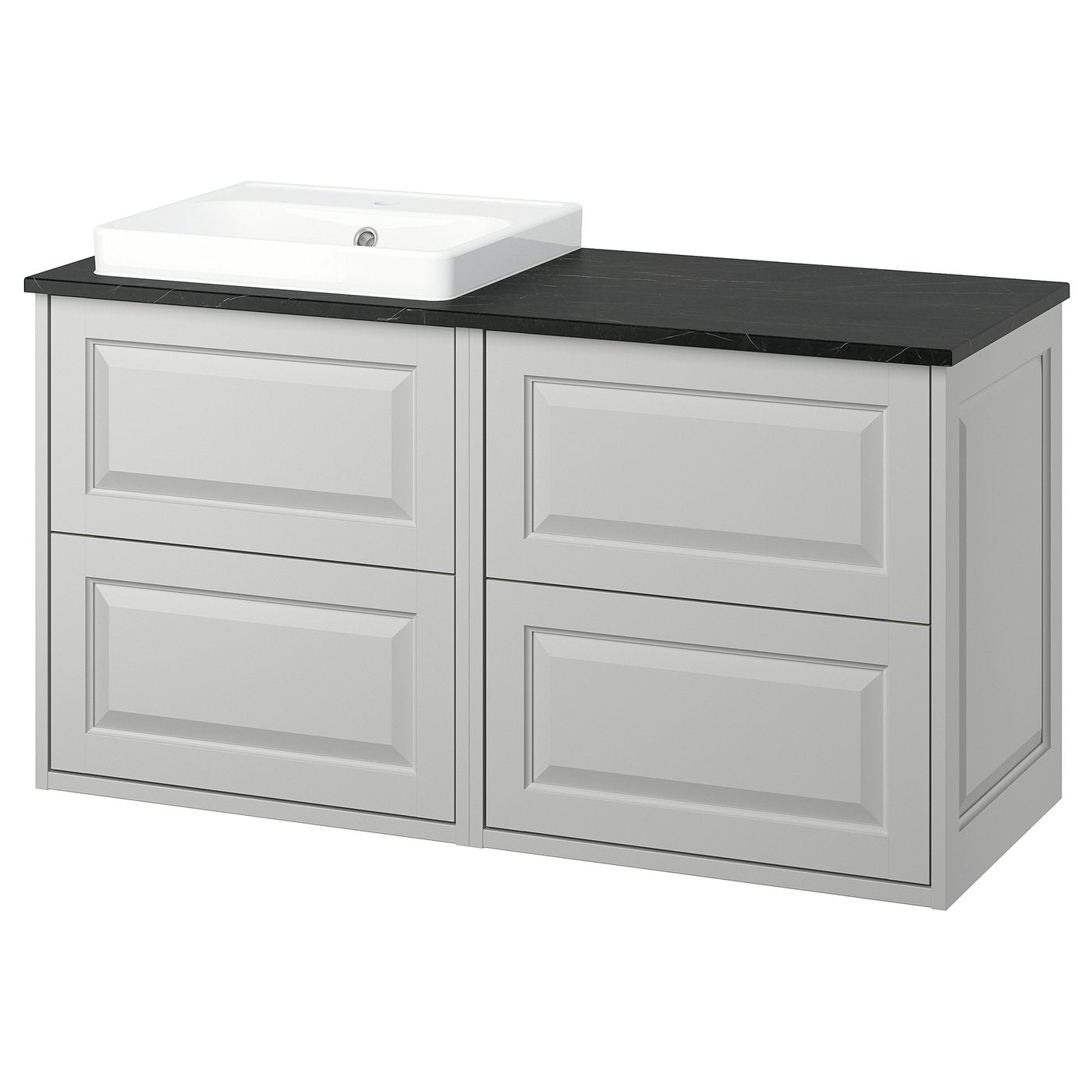 TÄNNFORSEN / ORRSJÖN wash-stand/wash-basin, light grey/black marble effect, 122x49x71 cm