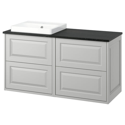 TÄNNFORSEN / ORRSJÖN wash-stand/wash-basin, light grey/black marble effect, 122x49x71 cm