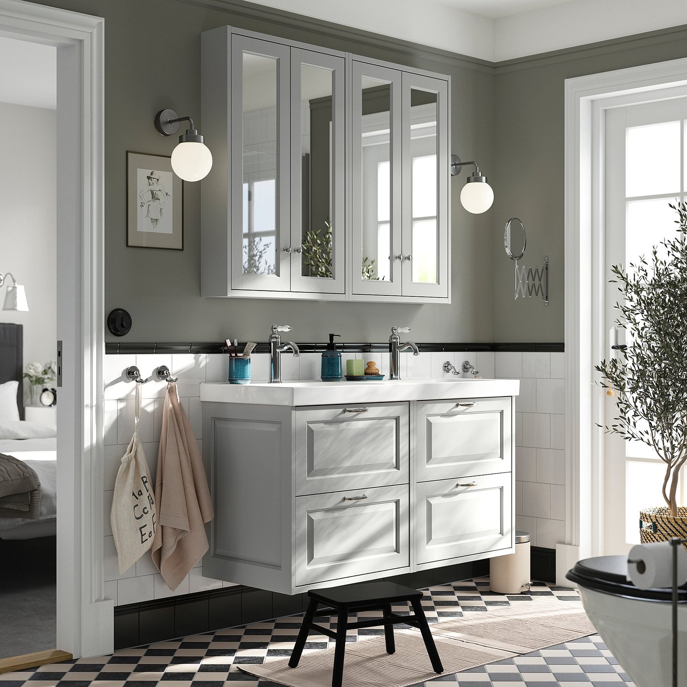 TÄNNFORSEN / ORRSJÖN wash-stand/wash-basin, light grey, 122x49x69 cm