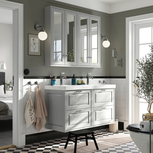 TÄNNFORSEN / ORRSJÖN wash-stand/wash-basin, light grey, 122x49x69 cm