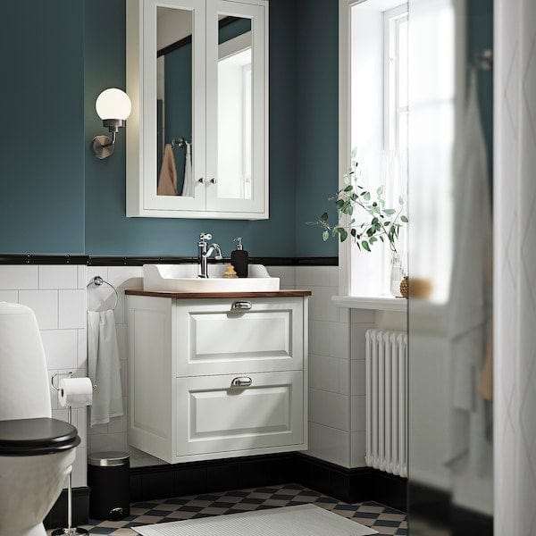 Ikea TÄNNFORSEN / RUTSJÖN - Washbasin/drawer unit/misc, white/brown walnut effect,62x49x76 cm