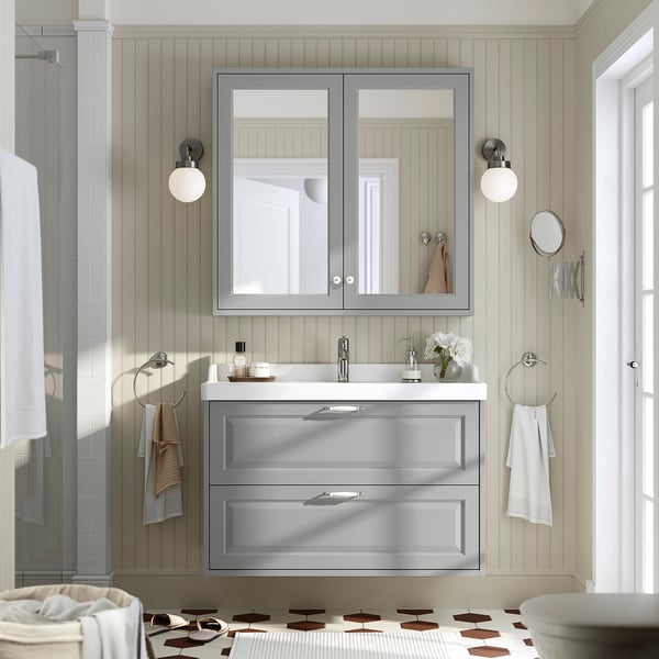 TÄNNFORSEN / RUTSJÖN - Washbasin/drawer unit/misc, light grey,102x49x74 cm
