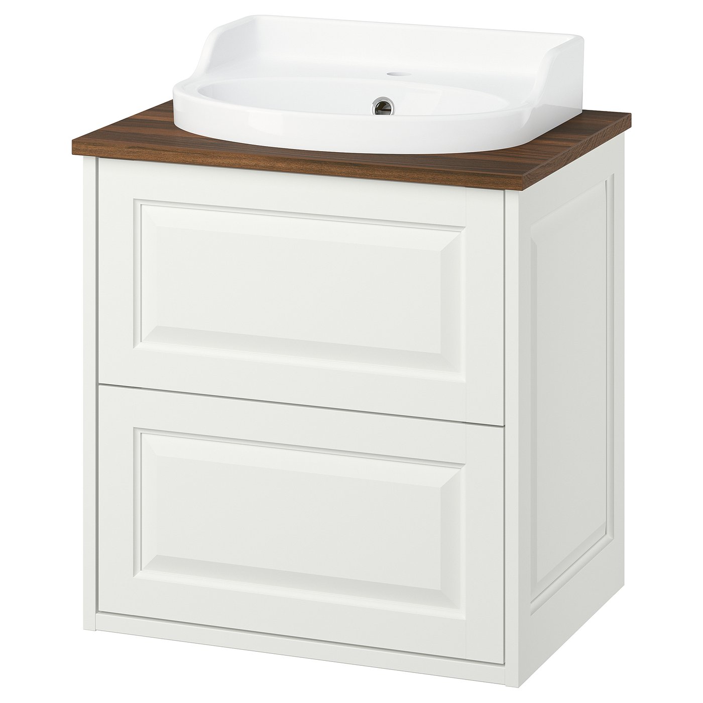 TÄNNFORSEN / RUTSJÖN wash-stnd w drawers/wash-basin, white/brown walnut effect, 62x49x76 cm