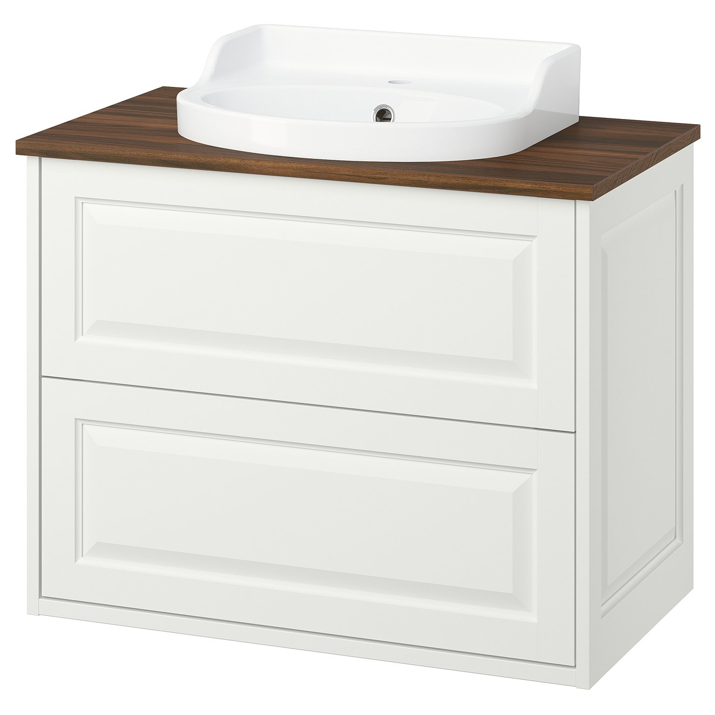 TÄNNFORSEN / RUTSJÖN wash-stnd w drawers/wash-basin, white/brown walnut effect, 82x49x76 cm