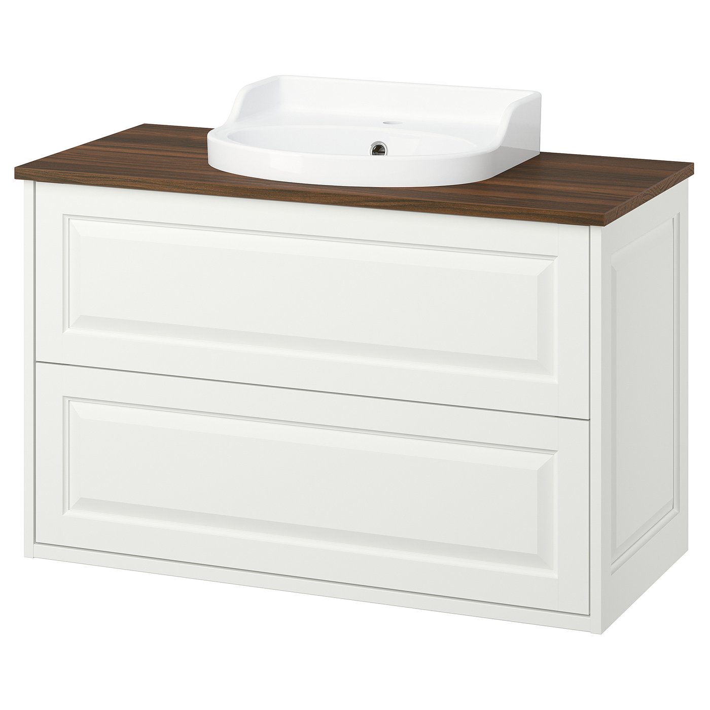 TÄNNFORSEN / RUTSJÖN wash-stnd w drawers/wash-basin, white/brown walnut effect, 102x49x76 cm
