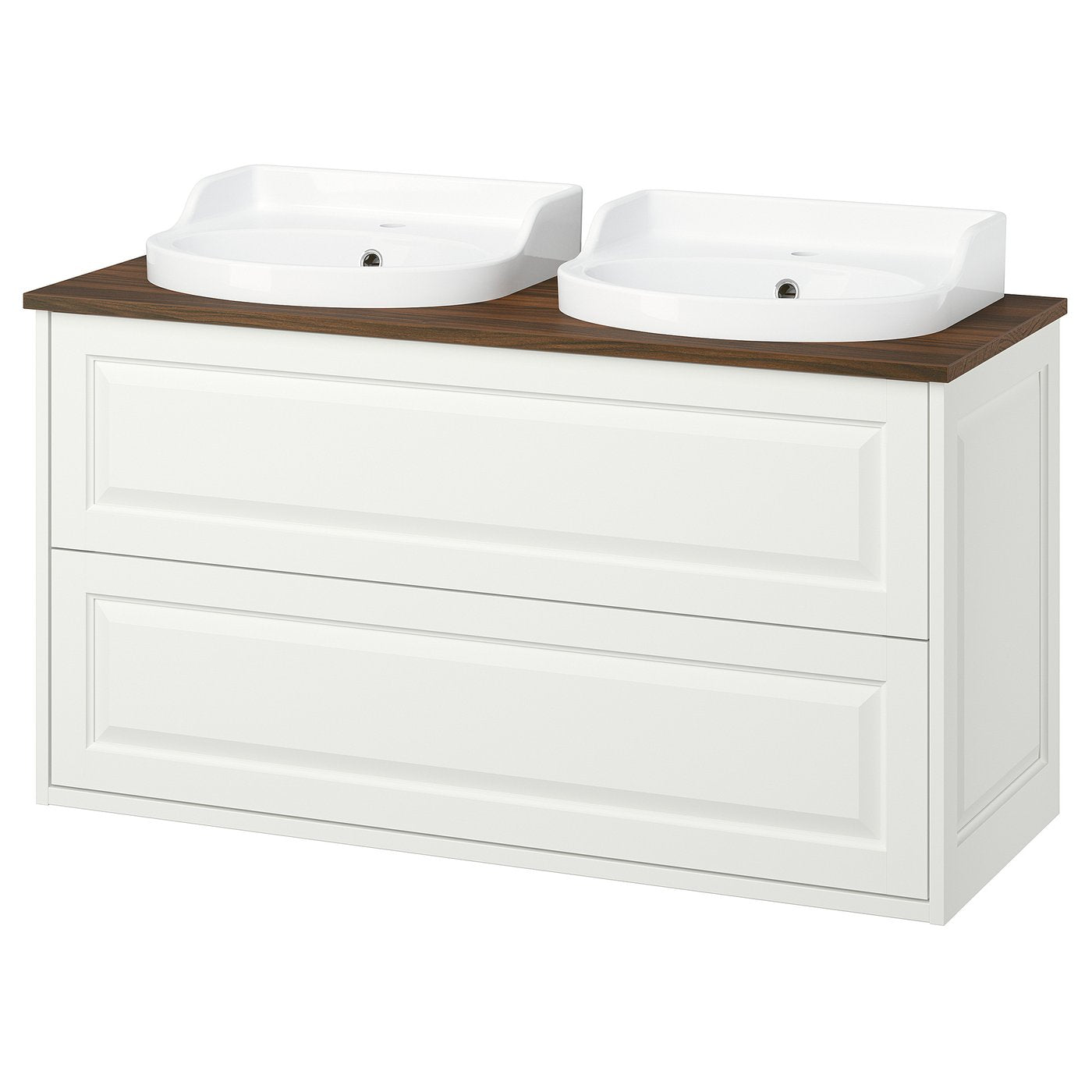 TÄNNFORSEN / RUTSJÖN wash-stnd w drawers/wash-basin, white/brown walnut effect, 122x49x76 cm