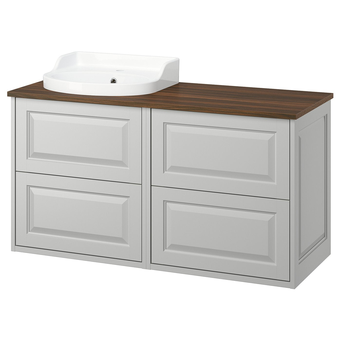 TÄNNFORSEN / RUTSJÖN wash-stand/wash-basin, light grey/brown walnut effect, 122x49x76 cm