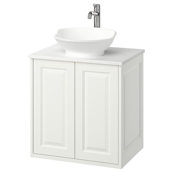 Ikea TÄNNFORSEN / VÄSTERSJÖN - Washbasin cabinet/ante/washbasin/miscelat, white/white marble effect,62x49x79 cm