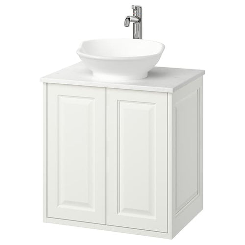 TÄNNFORSEN / VÄSTERSJÖN - Washbasin cabinet/ante/washbasin/miscelat, white/white marble effect,62x49x79 cm