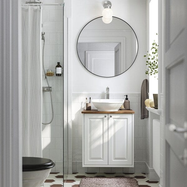 Ikea TÄNNFORSEN / VÄSTERSJÖN - Washbasin/ante/washbasin/miscelat cabinet, white/brown walnut effect,62x49x79 cm