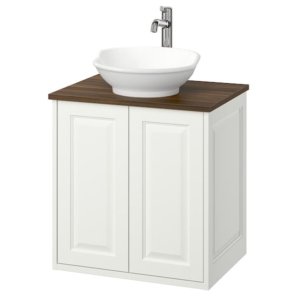 Ikea TÄNNFORSEN / VÄSTERSJÖN - Washbasin/ante/washbasin/miscelat cabinet, white/brown walnut effect,62x49x79 cm