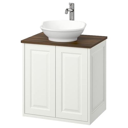 TÄNNFORSEN / VÄSTERSJÖN - Washbasin/ante/washbasin/miscelat cabinet, white/brown walnut effect,62x49x79 cm