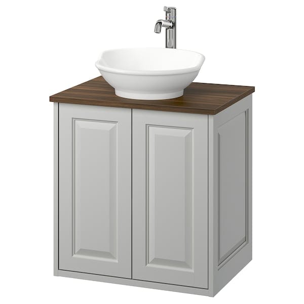 Ikea TÄNNFORSEN / VÄSTERSJÖN - Washbasin/ante/washbasin/miscelat cabinet, light gray/brown walnut effect,62x49x79 cm