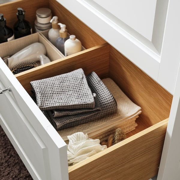 Ikea TÄNNFORSEN / VÄSTERSJÖN - Washbasin/drawer/misc cabinet, white/white marble effect,62x49x79 cm