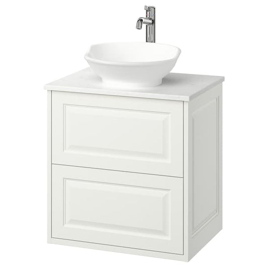 Ikea TÄNNFORSEN / VÄSTERSJÖN - Washbasin/drawer/misc cabinet, white/white marble effect,62x49x79 cm