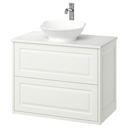 Ikea TÄNNFORSEN / VÄSTERSJÖN - Washbasin/drawer/misc cabinet, white/white marble effect,82x49x79 cm