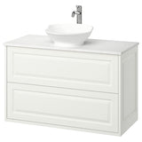 TÄNNFORSEN / VÄSTERSJÖN wash-stnd w drawers/wash-basin/tap, white/white marble effect, 102x49x79 cm