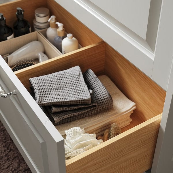 Ikea TÄNNFORSEN / VÄSTERSJÖN - Washbasin/drawer/misc cabinet, light gray/white marble effect,62x49x79 cm