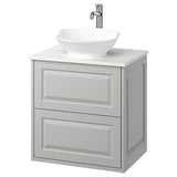 TÄNNFORSEN / VÄSTERSJÖN wash-stnd w drawers/wash-basin/tap, light grey/white marble effect, 62x49x79 cm