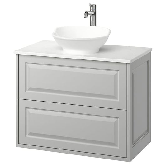 Ikea TÄNNFORSEN / VÄSTERSJÖN - Washbasin/drawer/misc cabinet, light gray/white marble effect,82x49x79 cm