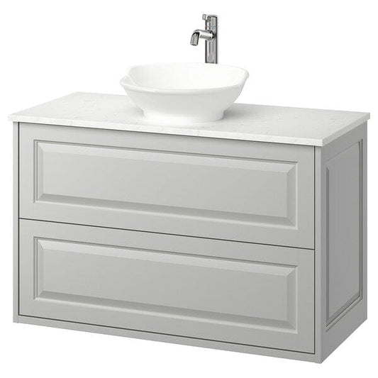 Ikea TÄNNFORSEN / VÄSTERSJÖN - Washbasin/drawer/misc cabinet, light gray/white marble effect,102x49x79 cm