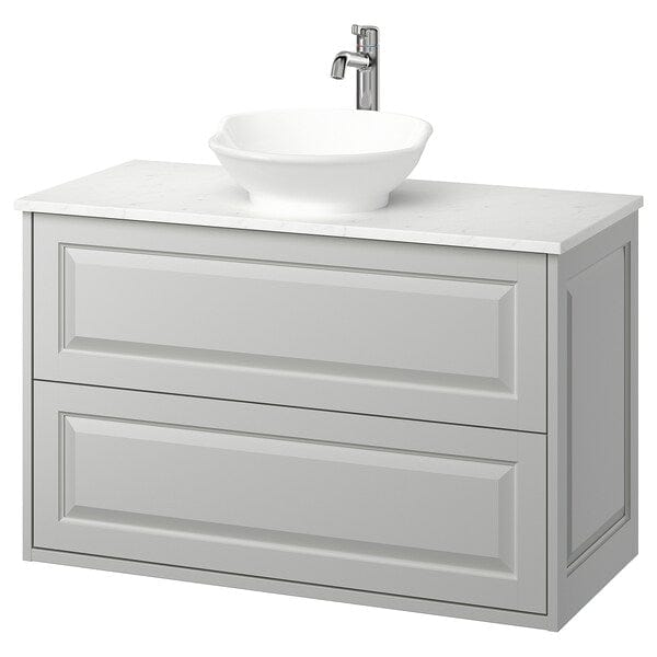 TÄNNFORSEN / VÄSTERSJÖN - Washbasin/drawer/misc cabinet, light gray/white marble effect,102x49x79 cm