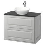 TÄNNFORSEN / VÄSTERSJÖN wash-stnd w drawers/wash-basin/tap, light grey/black marble effect, 82x49x79 cm