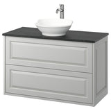TÄNNFORSEN / VÄSTERSJÖN wash-stnd w drawers/wash-basin/tap, light grey/black marble effect, 102x49x79 cm