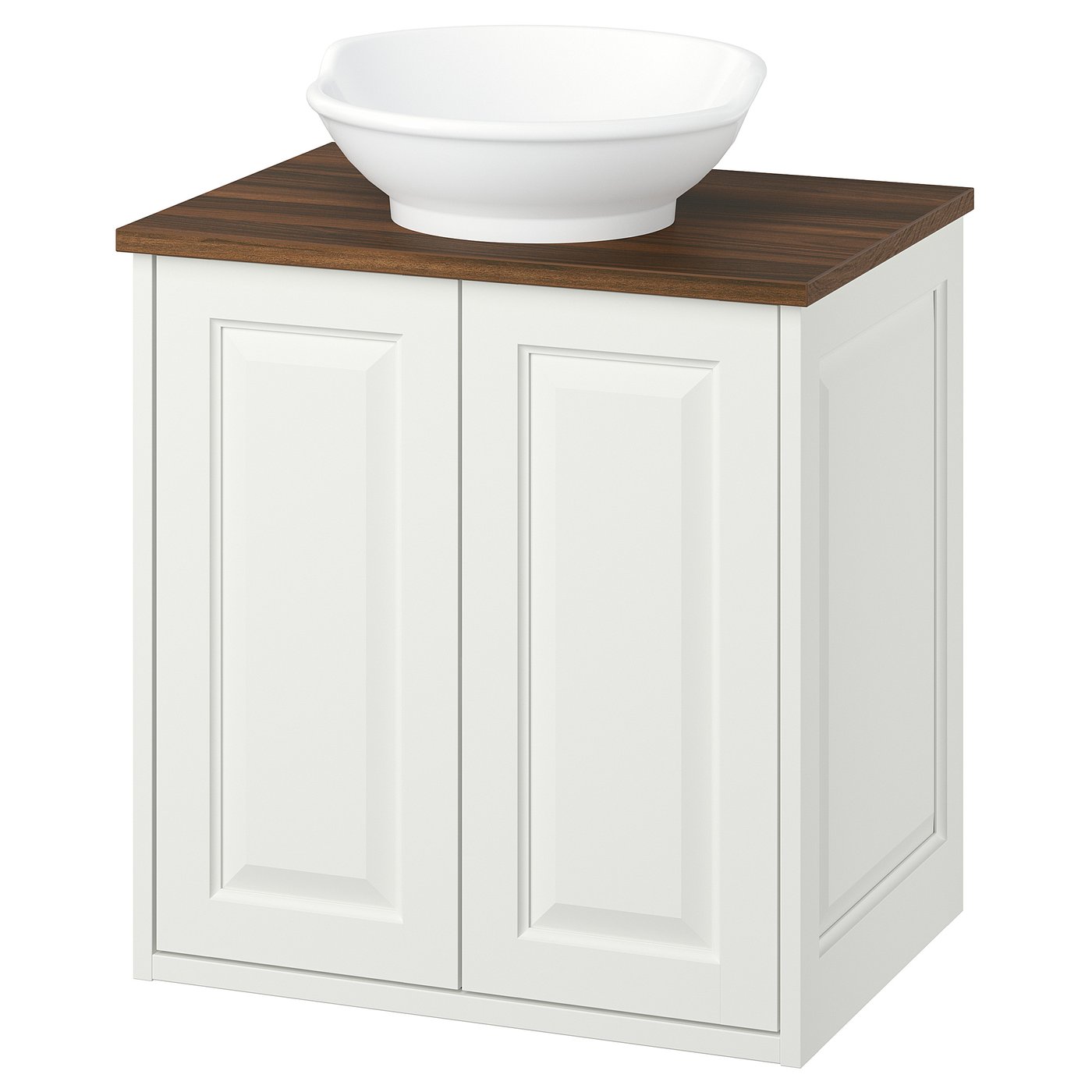 TÄNNFORSEN / VÄSTERSJÖN wash-stnd w doors/wash-basin, white/brown walnut effect, 62x49x79 cm