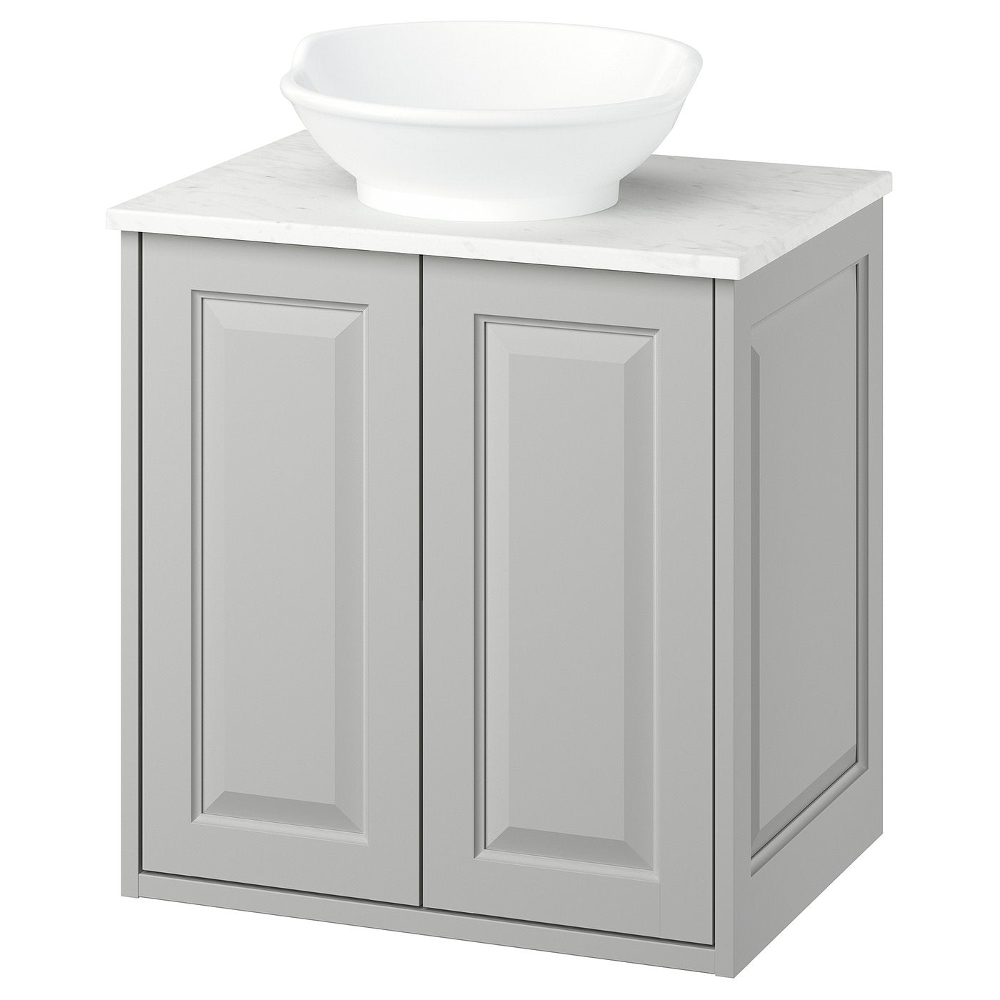 TÄNNFORSEN / VÄSTERSJÖN wash-stnd w doors/wash-basin, light grey/white marble effect, 62x49x79 cm