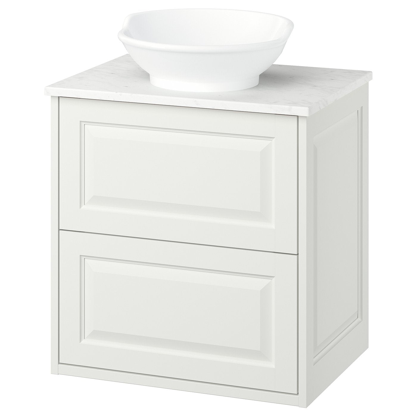 TÄNNFORSEN / VÄSTERSJÖN wash-stnd w drawers/wash-basin, white/white marble effect, 62x49x79 cm