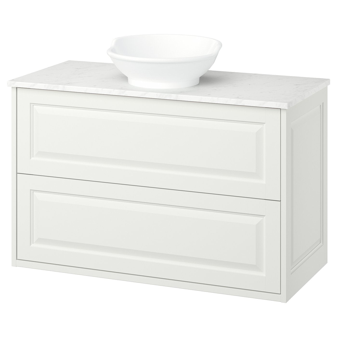 TÄNNFORSEN / VÄSTERSJÖN wash-stnd w drawers/wash-basin, white/white marble effect, 102x49x79 cm